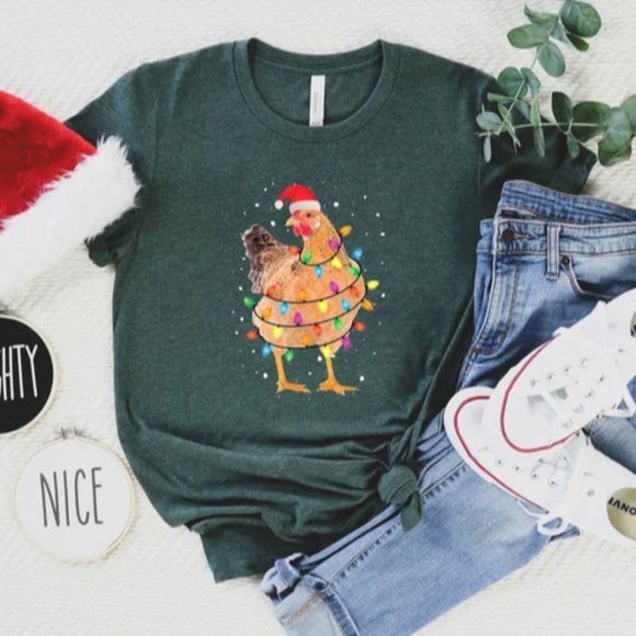 Chicken Christmas Shirt - Funny Christmas T-shirt - Ugly Christmas Tee - Chicken